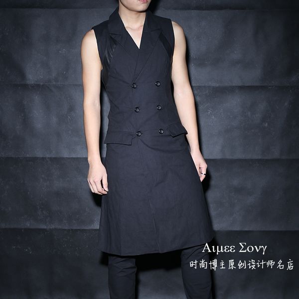 xs-6xl 2018 men clothing fashion personality long vest punk suit collar slim long design cardigan performance singer costumes, Black;white
xs-6xl 2018 men clothing fashion personality long vest punk suit collar slim long design cardigan performance singer costumes, Black;white