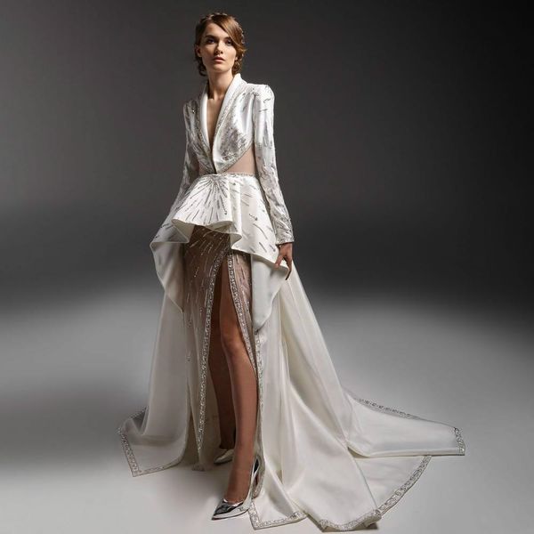 split sequined 2019 prom dresses long sleeve beaded cocktail party gowns deep v neck formal evening dresses custom made, Black
split sequined 2019 prom dresses long sleeve beaded cocktail party gowns deep v neck formal evening dresses custom made, Black