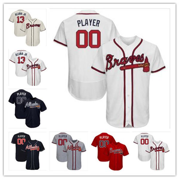 2019 atlanta mens jerseys braves ronald acuna jr. austin riley 27 ozzie albies freddie an dansby swanson chipper jones jersey custom, Blue;black
