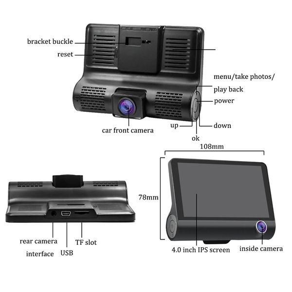 new portable 3 lens camera car dvr 170 degree wide angle night vision dash cam 1080p 4.0'' car video recorder rear view camera
new portable 3 lens camera car dvr 170 degree wide angle night vision dash cam 1080p 4.0'' car video recorder rear view camera