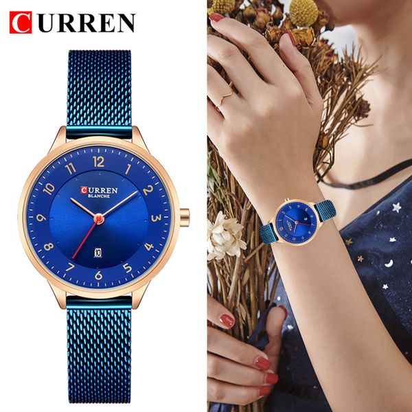 curren wristwatch women rose gold digital scale stainless steel mesh band calendar quartz dress watch ladies gift, Slivery;brown
curren wristwatch women rose gold digital scale stainless steel mesh band calendar quartz dress watch ladies gift, Slivery;brown