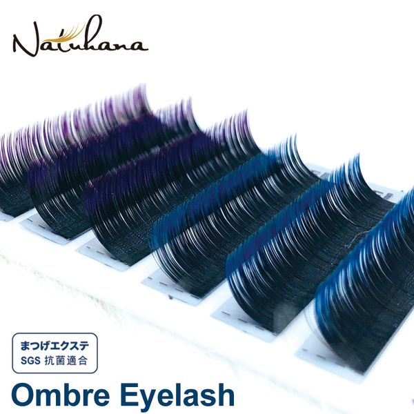 Natuhana 6rows Ombre Blue Purple Color Eyelash Extension Individual Faux Mink Eyelashes False Natural Lashes Professional Salon