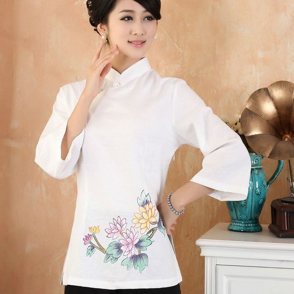 women's new fashion casual cotton linen shirt chinese cheongsam blouse women's qipao flower print stand collar shirt, Red
women's new fashion casual cotton linen shirt chinese cheongsam blouse women's qipao flower print stand collar shirt, Red