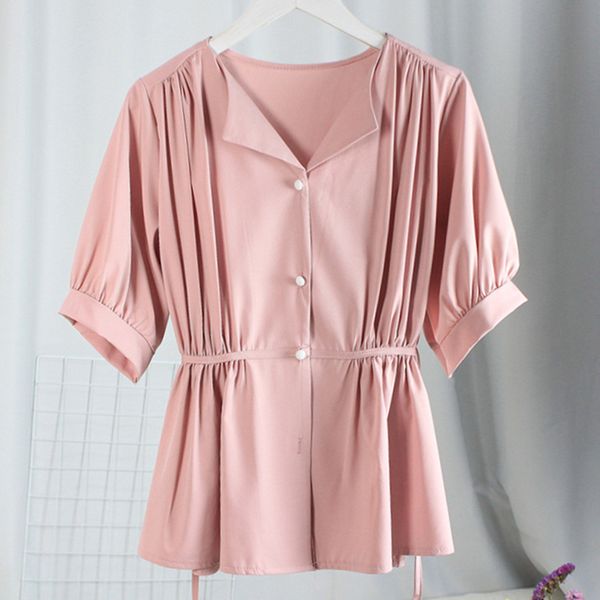 real picture france v-neck single-breasted pleated women blouses summer chiffon 2020 new elegant batwing sleeve clothing, White
real picture france v-neck single-breasted pleated women blouses summer chiffon 2020 new elegant batwing sleeve clothing, White