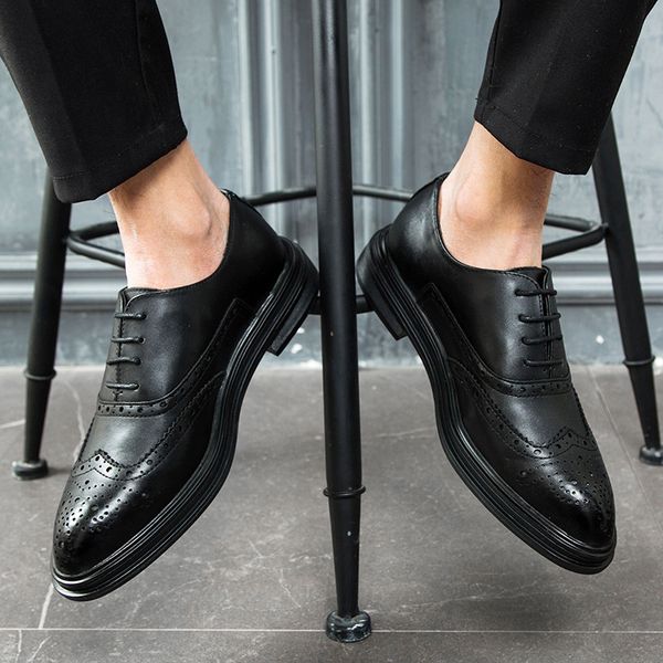 fashion casual pointed-toe leather shoes korean-style versatile varved business men's shoes fashion model 3019-f, Black
fashion casual pointed-toe leather shoes korean-style versatile varved business men's shoes fashion model 3019-f, Black