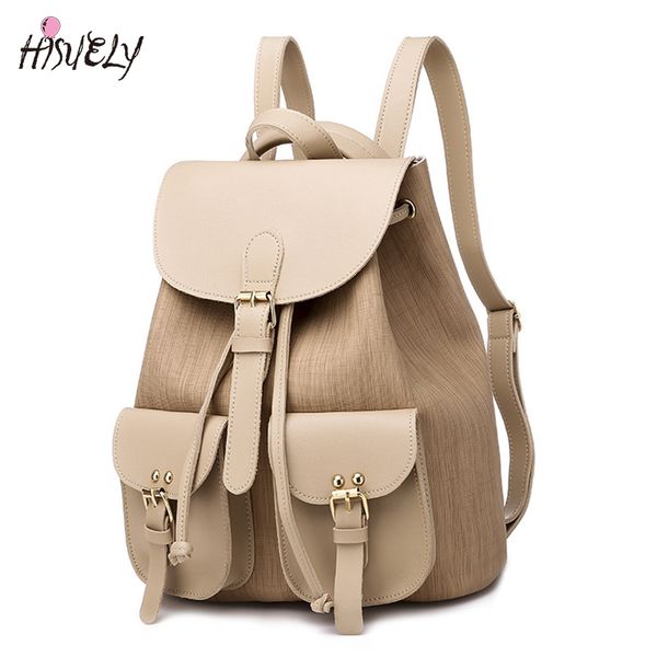 hisuely fashion bohemia women shoulder bag pu leather travel backpack school bag for girl sac a dos feminina bg906b
