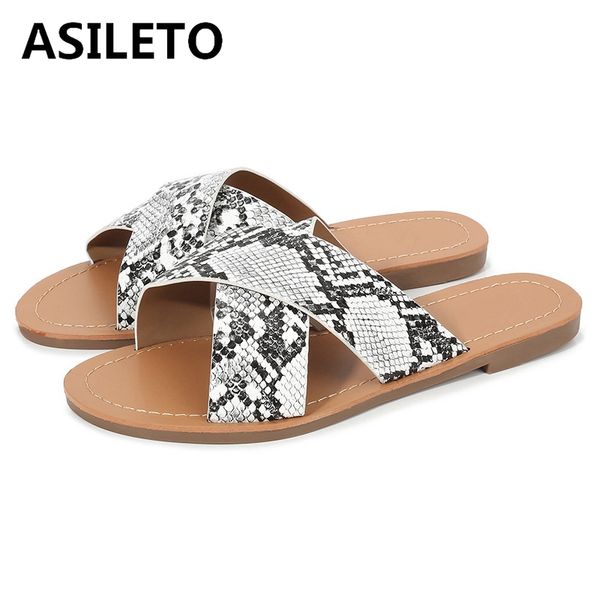 asileto 2020 woman summer concise flat slippers open toe square heel snake pattern pu plus size 36-42 white leisure outdoor f961, Black
asileto 2020 woman summer concise flat slippers open toe square heel snake pattern pu plus size 36-42 white leisure outdoor f961, Black