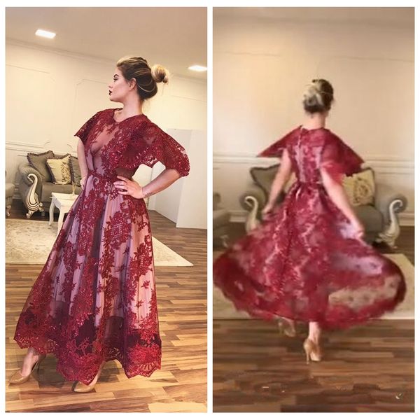 short sleeves lace appliques prom dresses 2020 ankle length custom mother formal dress evening party gowns lace appliques cheap, Black
short sleeves lace appliques prom dresses 2020 ankle length custom mother formal dress evening party gowns lace appliques cheap, Black