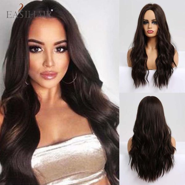 easihair long wavy brown synthetic wigs for afro women middle part hairstyle fashion party fake hair heat resistant fiber wigs, Black
easihair long wavy brown synthetic wigs for afro women middle part hairstyle fashion party fake hair heat resistant fiber wigs, Black