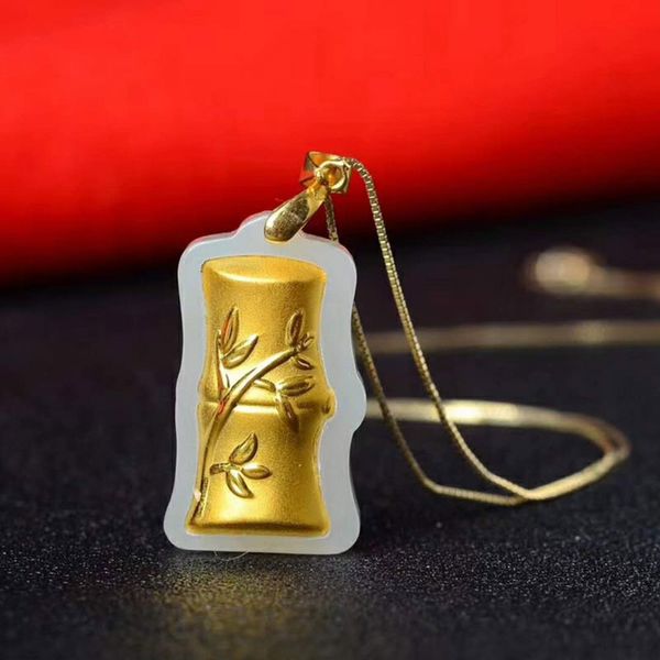 100%24k gold inlaid jade bamboo style pendant natural hetian white jade moral step by step up men and women pendant jewelry, Silver
100%24k gold inlaid jade bamboo style pendant natural hetian white jade moral step by step up men and women pendant jewelry, Silver