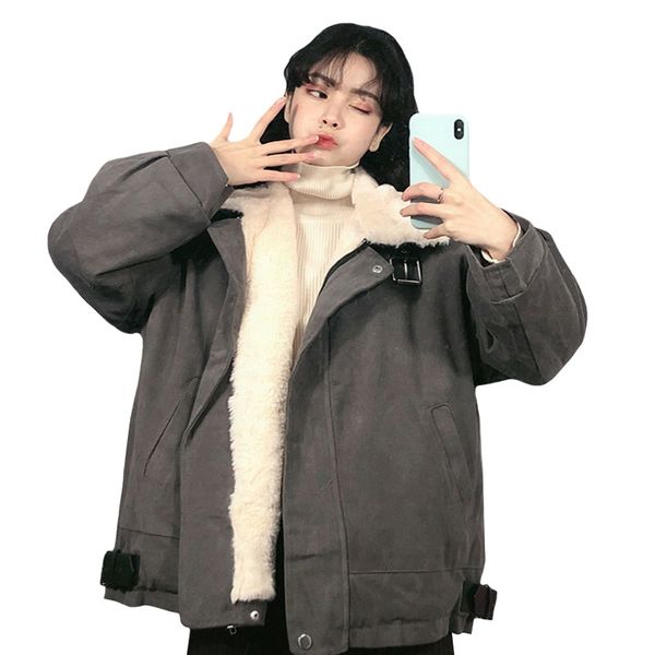 new fashion autumn thicken lamb wool fleece jacket parka korean casual loose winter jacket women female coat parka abrigos mujer, Black
new fashion autumn thicken lamb wool fleece jacket parka korean casual loose winter jacket women female coat parka abrigos mujer, Black