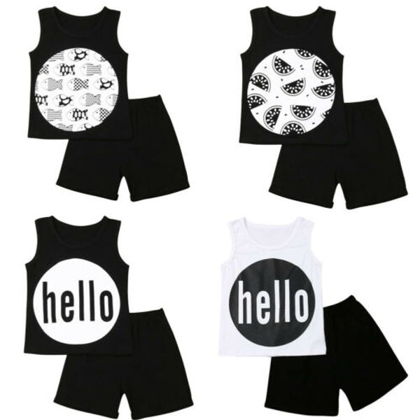 Kids Baby Boy Girls Summer Letters Sleeveless Tops Vest With Black Short Pants 2pcs Outfits Set Kid Casual Clothes
Kids Baby Boy Girls Summer Letters Sleeveless Tops Vest With Black Short Pants 2pcs Outfits Set Kid Casual Clothes