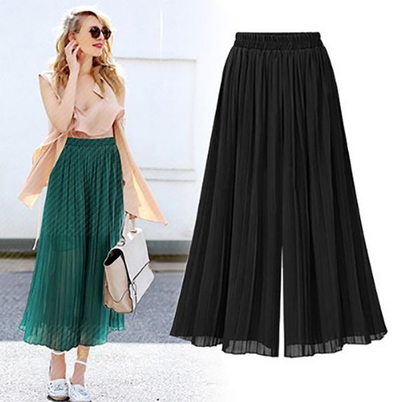 new chiffon pants pleated tall waist show thin nine points wide-legged pants elastic high waist casual, Black;white
new chiffon pants pleated tall waist show thin nine points wide-legged pants elastic high waist casual, Black;white