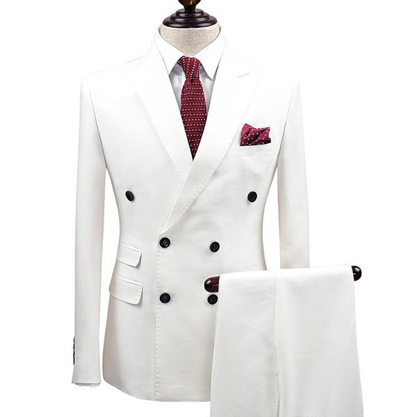 slim fit white men suits double breasted wedding groom tuxedos 2 pieces man jacket pants suits man prom business wear, Black;gray
slim fit white men suits double breasted wedding groom tuxedos 2 pieces man jacket pants suits man prom business wear, Black;gray