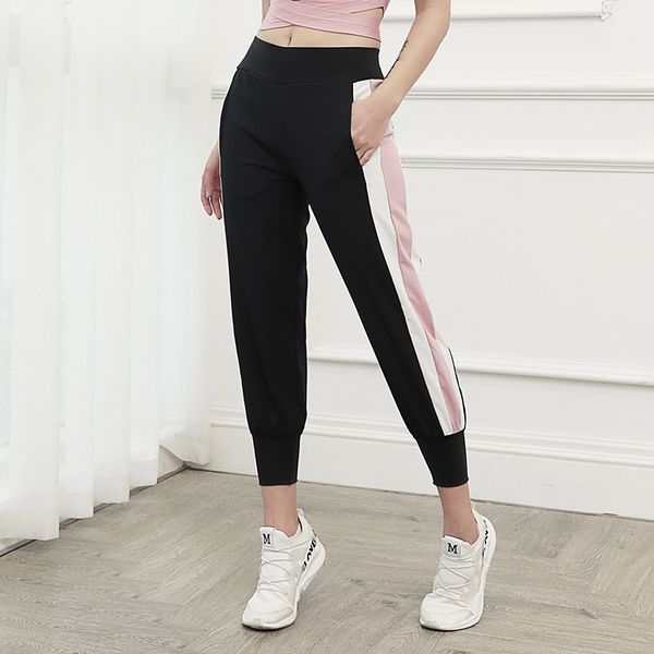lu-6 new contrasting color sports pants womens loose breathable casual slimming yoga fitness running closed toe pants, White;red
lu-6 new contrasting color sports pants womens loose breathable casual slimming yoga fitness running closed toe pants, White;red