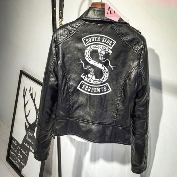 riverdale south side serpents snake pink/black pu leather jacket zipper basic coat turn-down collar faux leather jackets women
riverdale south side serpents snake pink/black pu leather jacket zipper basic coat turn-down collar faux leather jackets women