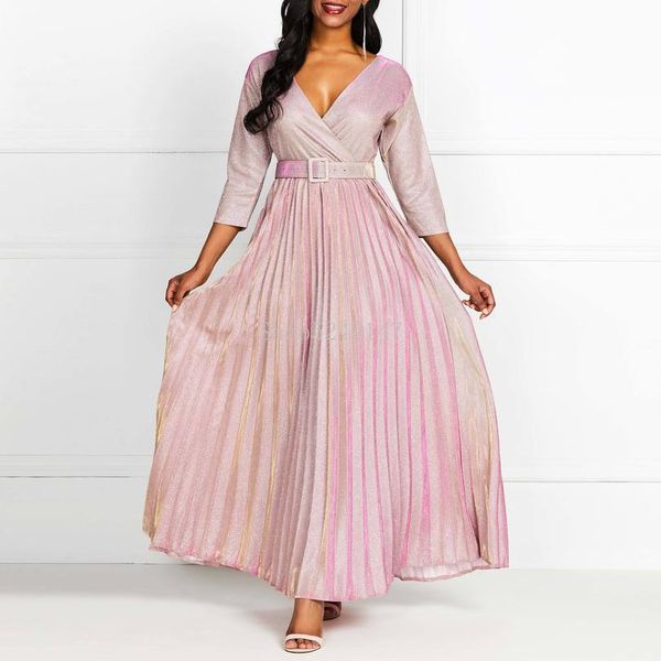 casual dresses 2021 reflective long dress women pleated deep v evening elegant robe high waist fashion belt party pink maxi, Black;gray
casual dresses 2021 reflective long dress women pleated deep v evening elegant robe high waist fashion belt party pink maxi, Black;gray