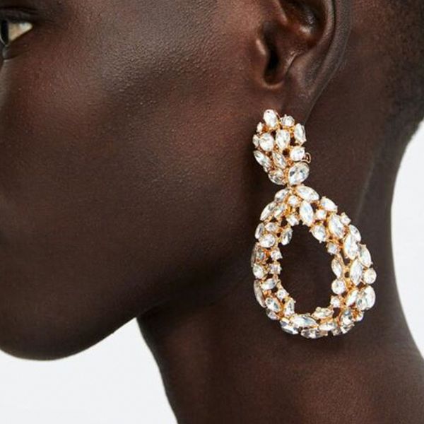 european and american-style all-diamond hollow geometric ring drop-shaped earrings, Golden
european and american-style all-diamond hollow geometric ring drop-shaped earrings, Golden