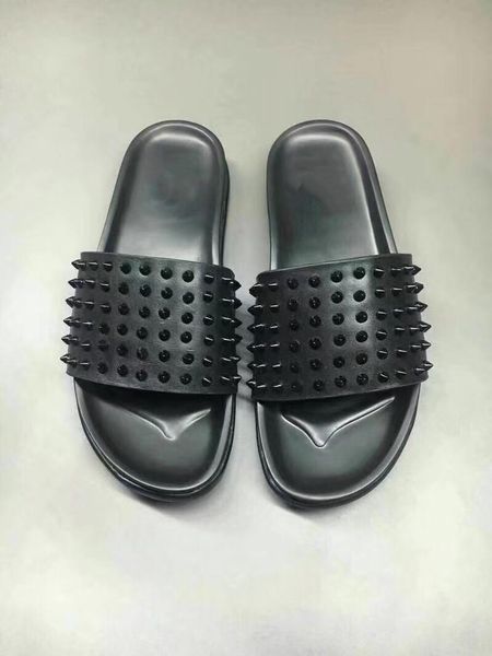 mens designer shoes red bottom spikes slippers genuine leather sandals luxury summer flat flip flops large size, Black
mens designer shoes red bottom spikes slippers genuine leather sandals luxury summer flat flip flops large size, Black