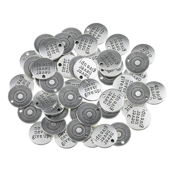 50 piece vintage round metal tags jewelry pendant charms for hanging decoration diy craft, Silver
50 piece vintage round metal tags jewelry pendant charms for hanging decoration diy craft, Silver