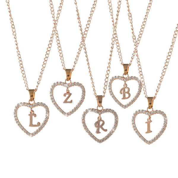 26 letters initial silver rose gold color crystal heart pendant necklaces women men friends family alphabet jewelry ing
26 letters initial silver rose gold color crystal heart pendant necklaces women men friends family alphabet jewelry ing