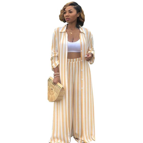 fashion striped long shirt + wide leg pants set women's full sleeve loose x-long blouse and trousers office casual 2 piece set, White
fashion striped long shirt + wide leg pants set women's full sleeve loose x-long blouse and trousers office casual 2 piece set, White