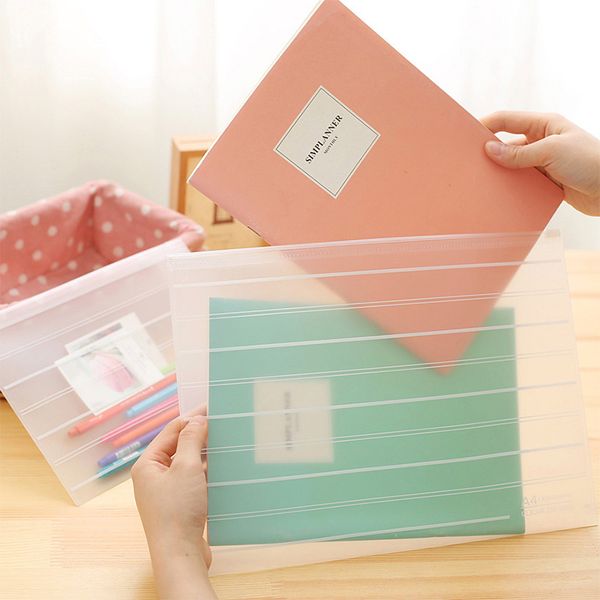 Waterproof Clear Plastic Bag A4 File Paper Folder Bag Frosted Clear Document File Packing Organizer Office School Stationery Supplies