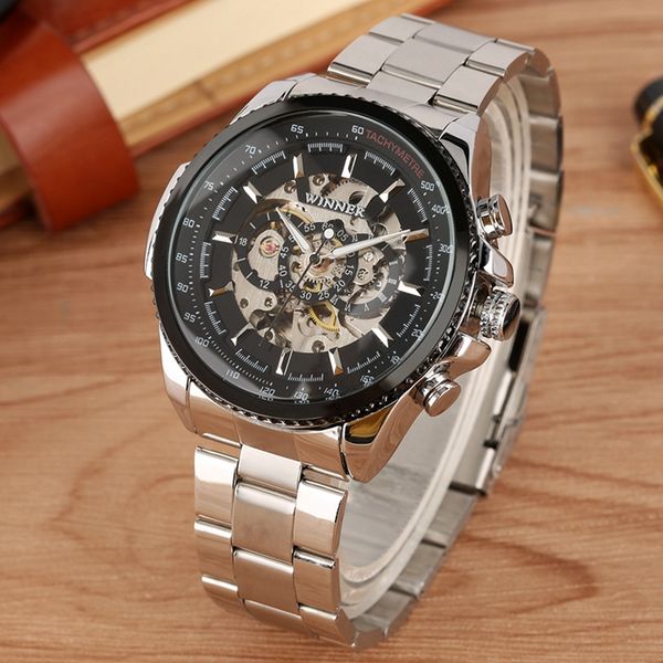 winner men auto mechanical watch skeleton design stainless steel band clock classic wristwatch erkek kol saati, Slivery;brown
winner men auto mechanical watch skeleton design stainless steel band clock classic wristwatch erkek kol saati, Slivery;brown