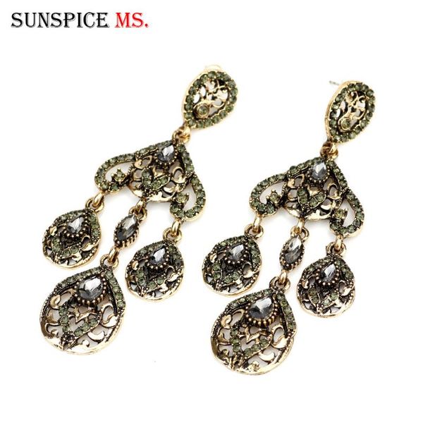 sunspicems vintage turkish earring for women gray crystal antique gold color long drop dangle earring banquet jewelry gift, Silver
sunspicems vintage turkish earring for women gray crystal antique gold color long drop dangle earring banquet jewelry gift, Silver