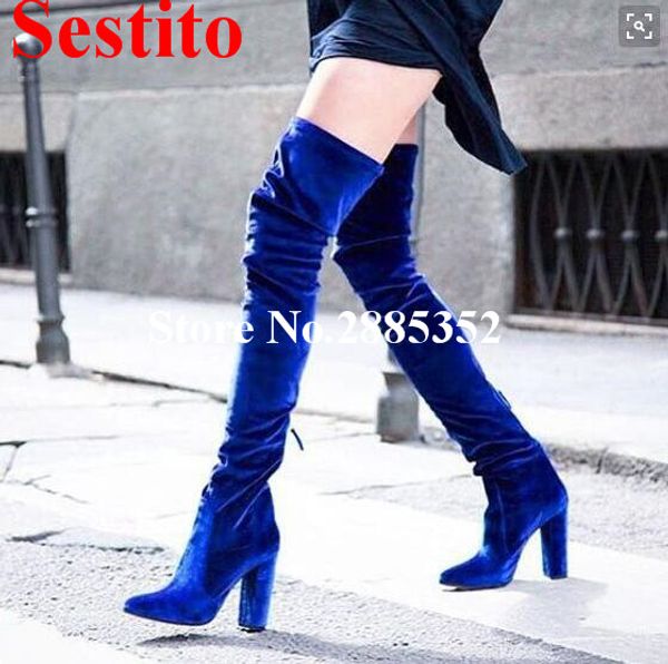 sestito flock sweet candy color botas feminina pointed toe chunky heel fashion party dress stage over the knee boots women, Black
sestito flock sweet candy color botas feminina pointed toe chunky heel fashion party dress stage over the knee boots women, Black