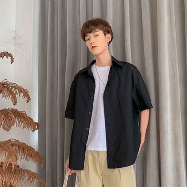 fdfklak 2020 summer new short-sleeved shirt men korean style blouse loose camisas casual men's clothes harajuku shirts wild ropa, White;black
fdfklak 2020 summer new short-sleeved shirt men korean style blouse loose camisas casual men's clothes harajuku shirts wild ropa, White;black