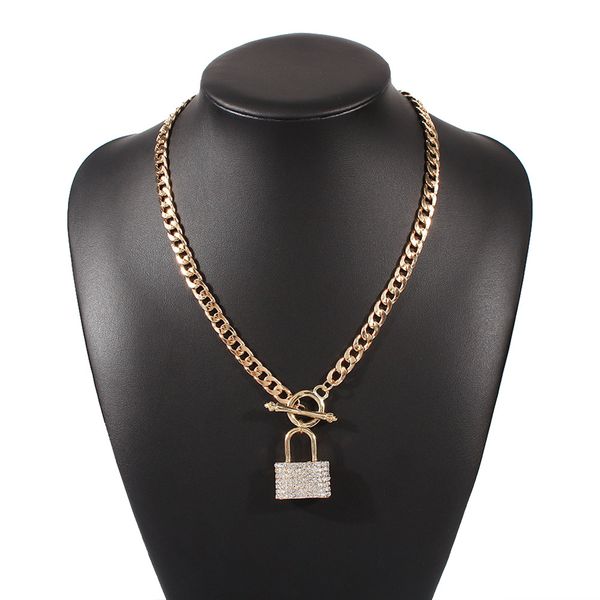 new ins fashion luxury exaggerated chain diamond lock pendant choker statement designer necklace for women girls, Silver
new ins fashion luxury exaggerated chain diamond lock pendant choker statement designer necklace for women girls, Silver