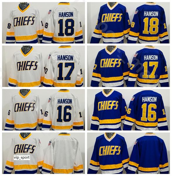 Slap Shot Movie Charlestown Chiefs Ice Hockey Jeff Hanson Jersey Men Blue White Stitched 16 Jack Hanson 17 Steve Hanson Quality
Slap Shot Movie Charlestown Chiefs Ice Hockey Jeff Hanson Jersey Men Blue White Stitched 16 Jack Hanson 17 Steve Hanson Quality