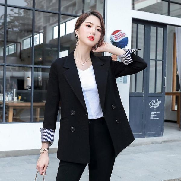 british style fashion women blazer suits slim double breasted long sleeve blazer pants suits two piece sets, White;black
british style fashion women blazer suits slim double breasted long sleeve blazer pants suits two piece sets, White;black