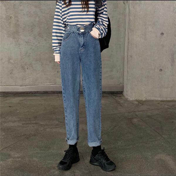 2020 spring new korean style loose wild plus velvet thickened washed was thin jeans, Blue
2020 spring new korean style loose wild plus velvet thickened washed was thin jeans, Blue