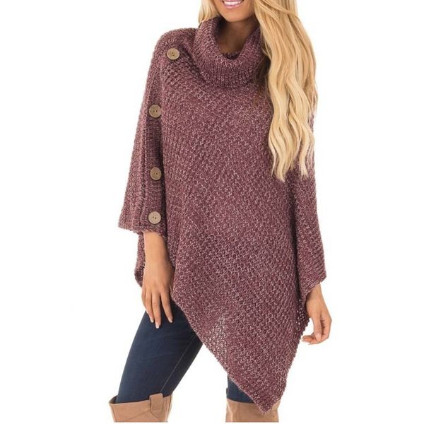 jaycosin turtleneck sweater fashion warm women's knit turtle neck poncho with button knit irregular hem pullover sweaters, Black
jaycosin turtleneck sweater fashion warm women's knit turtle neck poncho with button knit irregular hem pullover sweaters, Black