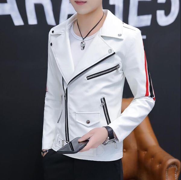 2019 men's personality leather spring tide men's fashion leather jacket korean slim locomotive jacket, Black
2019 men's personality leather spring tide men's fashion leather jacket korean slim locomotive jacket, Black
