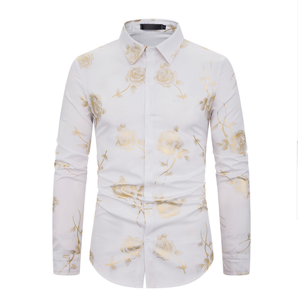 brand white nightclub shirt men shiny bronzing rose flower chemise homme party wedding dinner prom mens dress shirts slim camisa, White;black
brand white nightclub shirt men shiny bronzing rose flower chemise homme party wedding dinner prom mens dress shirts slim camisa, White;black