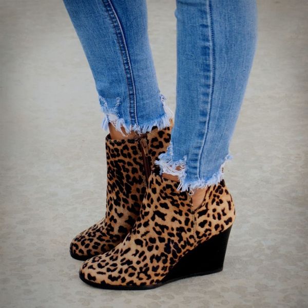 women's boots ladies fashion girls leopard wedges ankle zipper short boots bootie shoes female casual shoes plus size m840#, Black
women's boots ladies fashion girls leopard wedges ankle zipper short boots bootie shoes female casual shoes plus size m840#, Black