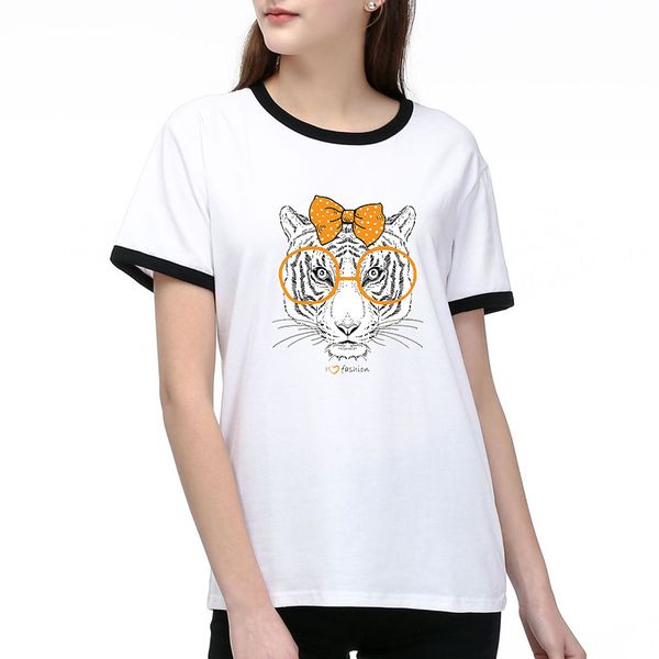 

women's t-shirts 2020 new arrival womens fashion tiger head print short sleeves t-shirt casual women breathable tee 2 color size s-2xl, White