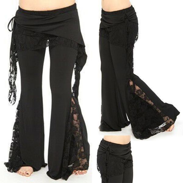 women's tribal split leg belly dance pant lace loose bell-bottom trousers, Black;red
women's tribal split leg belly dance pant lace loose bell-bottom trousers, Black;red