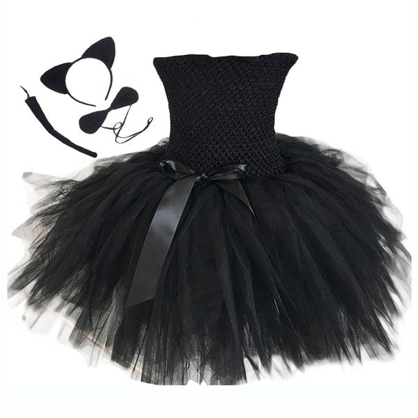 black halloween cat costume fluffy knee length girls summer dresses child bunny bow sleeveless tutu dress with cat ear headband, Black;gray
black halloween cat costume fluffy knee length girls summer dresses child bunny bow sleeveless tutu dress with cat ear headband, Black;gray