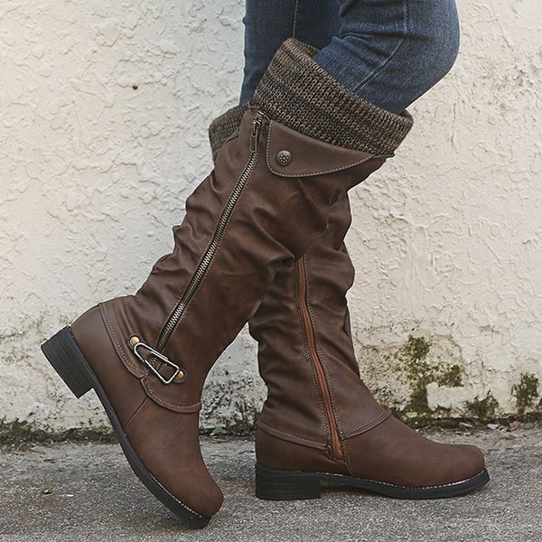 women's cowboy riding boots winter casual long tube leather boot fashion female low heel pleated shoes knee high knight botas, Black
women's cowboy riding boots winter casual long tube leather boot fashion female low heel pleated shoes knee high knight botas, Black