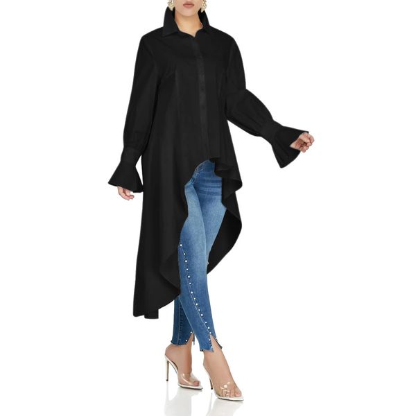 women's t-shirt long sleeve dress casual turn-down collar loose asymmetrical ladies midi dress streetwear fashion clothing, Black;gray
women's t-shirt long sleeve dress casual turn-down collar loose asymmetrical ladies midi dress streetwear fashion clothing, Black;gray