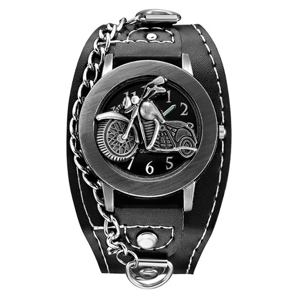 antique motorcycle men's watches cool quartz couple handsome punk watch charm retro chain leather wristwatch relogio f4, Slivery;brown
antique motorcycle men's watches cool quartz couple handsome punk watch charm retro chain leather wristwatch relogio f4, Slivery;brown