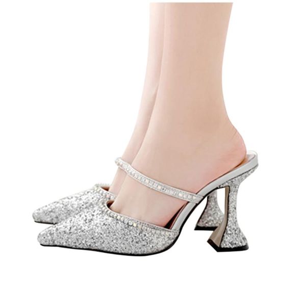 fashion summer sequins sansals pure color breathable pointed toe straps plus size sandals spool heels light slippers women shoes, Black
fashion summer sequins sansals pure color breathable pointed toe straps plus size sandals spool heels light slippers women shoes, Black