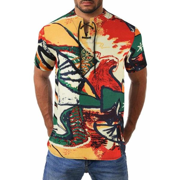 print t-shirt summer new men's fashion summer v neck short sleeve scrawling print bandage shirt t-shirt beach, White;black
print t-shirt summer new men's fashion summer v neck short sleeve scrawling print bandage shirt t-shirt beach, White;black