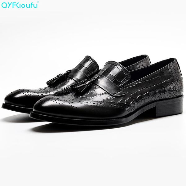 qyfcioufu 2019 spring new design genuine cow leather men dress shoes slip on wedding party man formal tassel brogue shoes, Black
qyfcioufu 2019 spring new design genuine cow leather men dress shoes slip on wedding party man formal tassel brogue shoes, Black