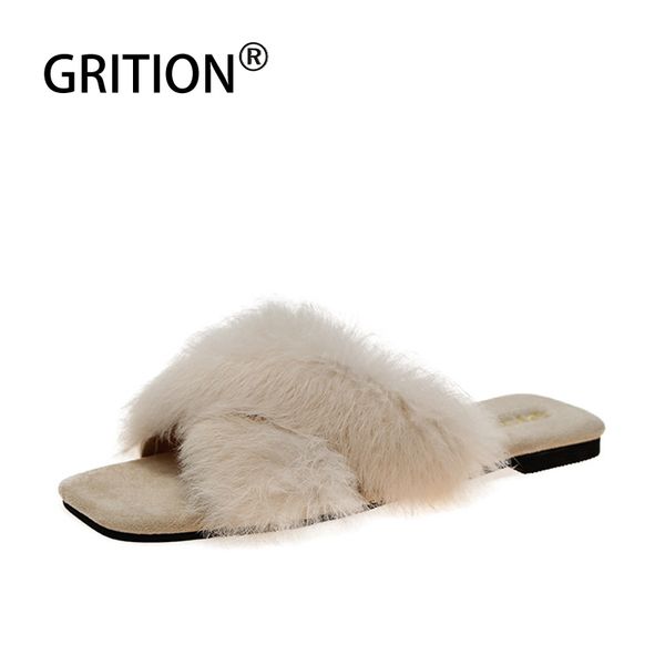 grition fur slippers open toe mules women summer shoes comfy slippers flat slip on faux fur slides for women fast shipping 2020, Black
grition fur slippers open toe mules women summer shoes comfy slippers flat slip on faux fur slides for women fast shipping 2020, Black