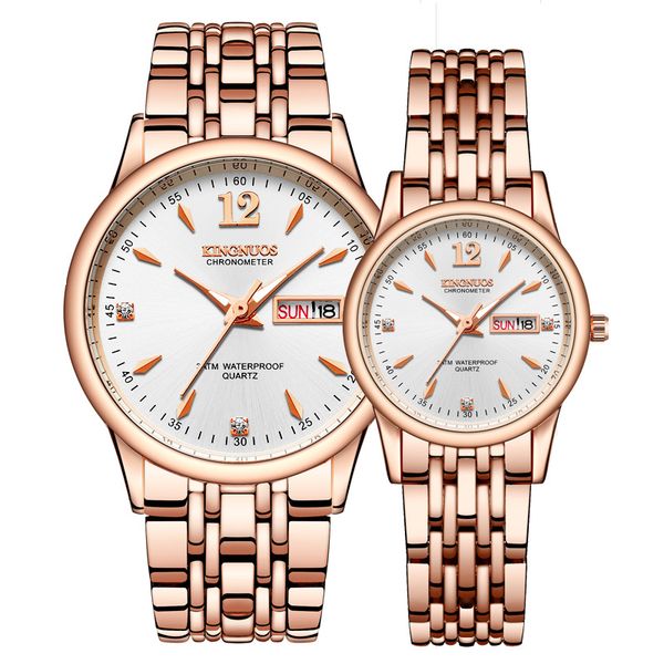 kingnuos rose gold couple watch for men women lovers watches luxury stainless steel quartz wrist watch ladies calendar clock, Slivery;brown
kingnuos rose gold couple watch for men women lovers watches luxury stainless steel quartz wrist watch ladies calendar clock, Slivery;brown